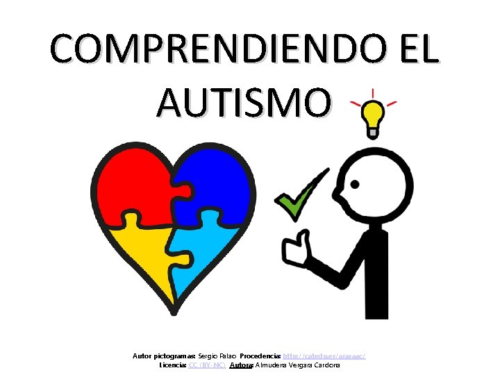 COMPRENDIENDO EL AUTISMO Autor pictogramas: Sergio Palao Procedencia: http: //catedu. es/arasaac/ Licencia: CC (BY-NC)