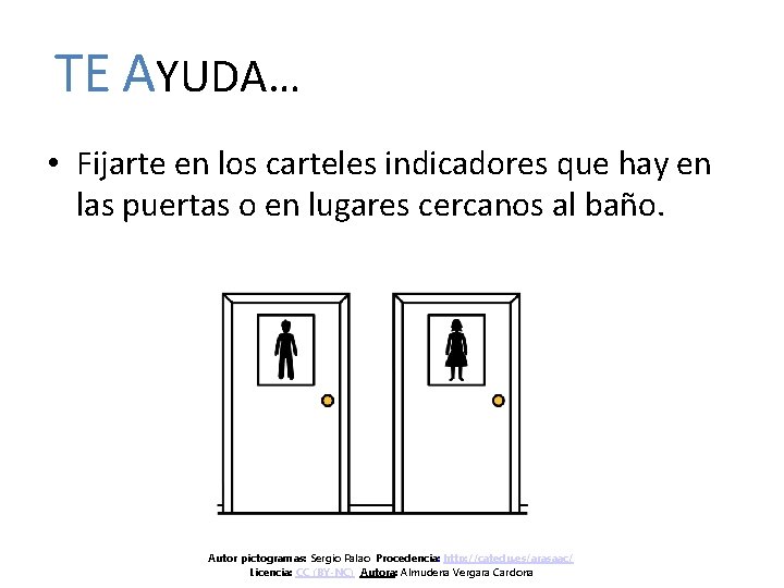 TE AYUDA… • Fijarte en los carteles indicadores que hay en las puertas o