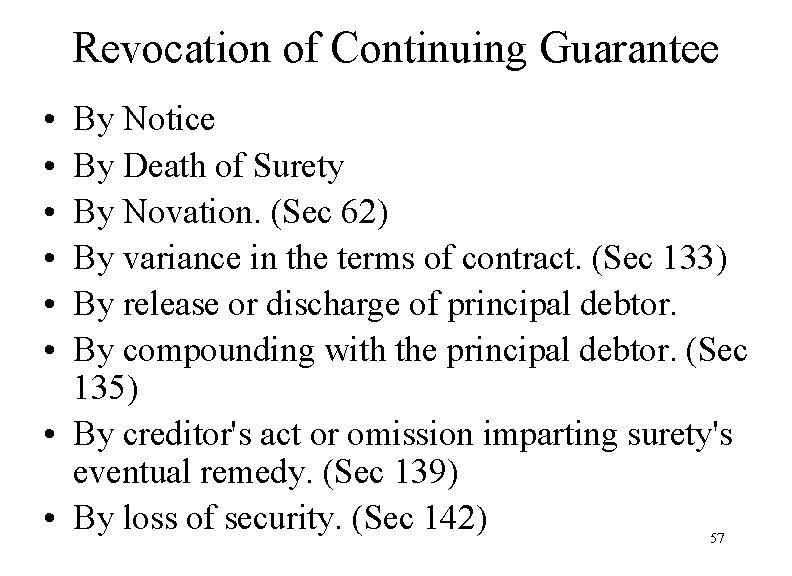 Revocation of Continuing Guarantee • • • By Notice By Death of Surety By