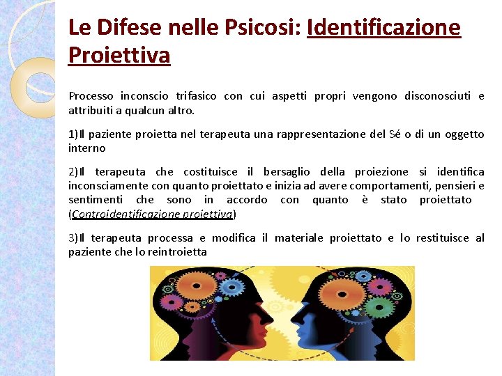 Le Difese nelle Psicosi: Identificazione Proiettiva Processo inconscio trifasico con cui aspetti propri vengono