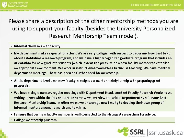 Please share a description of the other mentorship methods you are using to support Please share a description of the other mentorship methods you are using to support