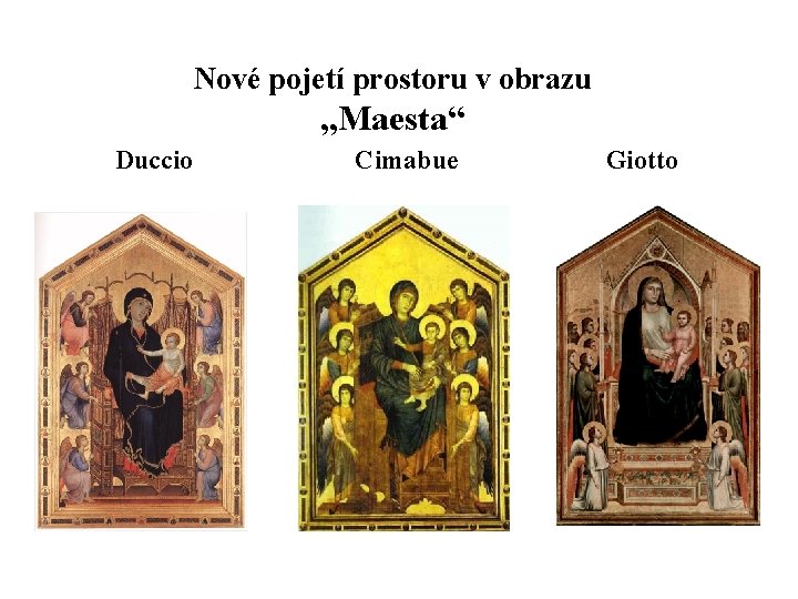 Nové pojetí prostoru v obrazu „Maesta“ Duccio Cimabue Giotto 