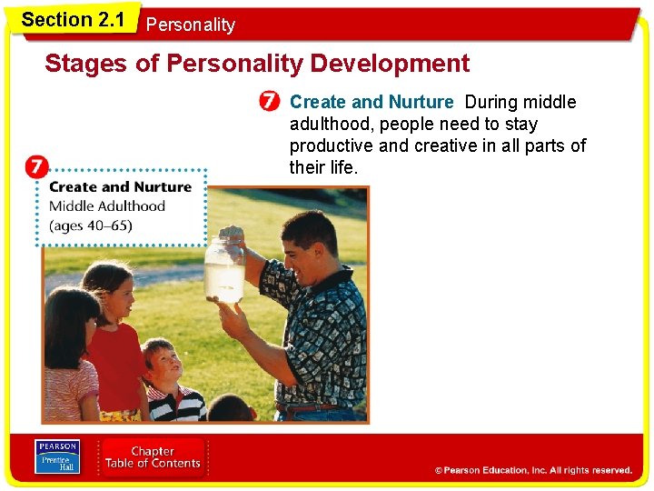 Section 2. 1 Personality Stages of Personality Development Create and Nurture During middle adulthood,