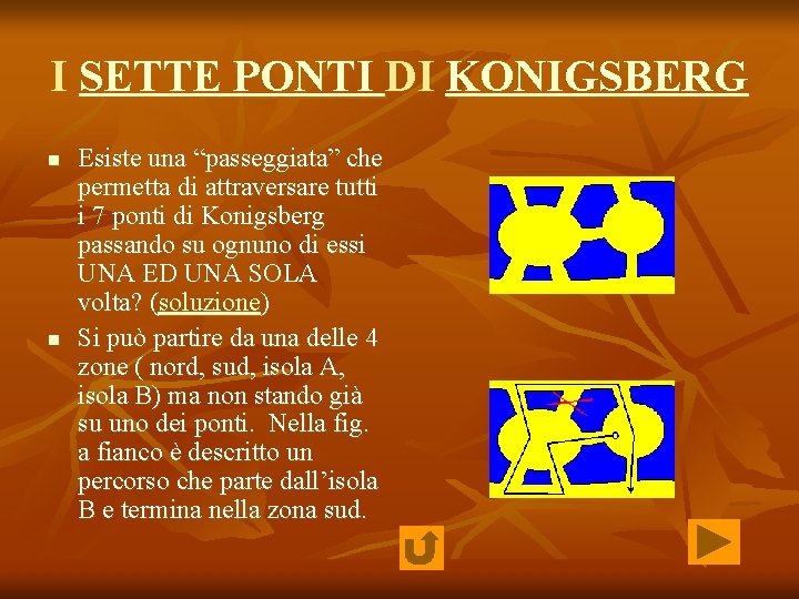 I SETTE PONTI DI KONIGSBERG n n Esiste una “passeggiata” che permetta di attraversare