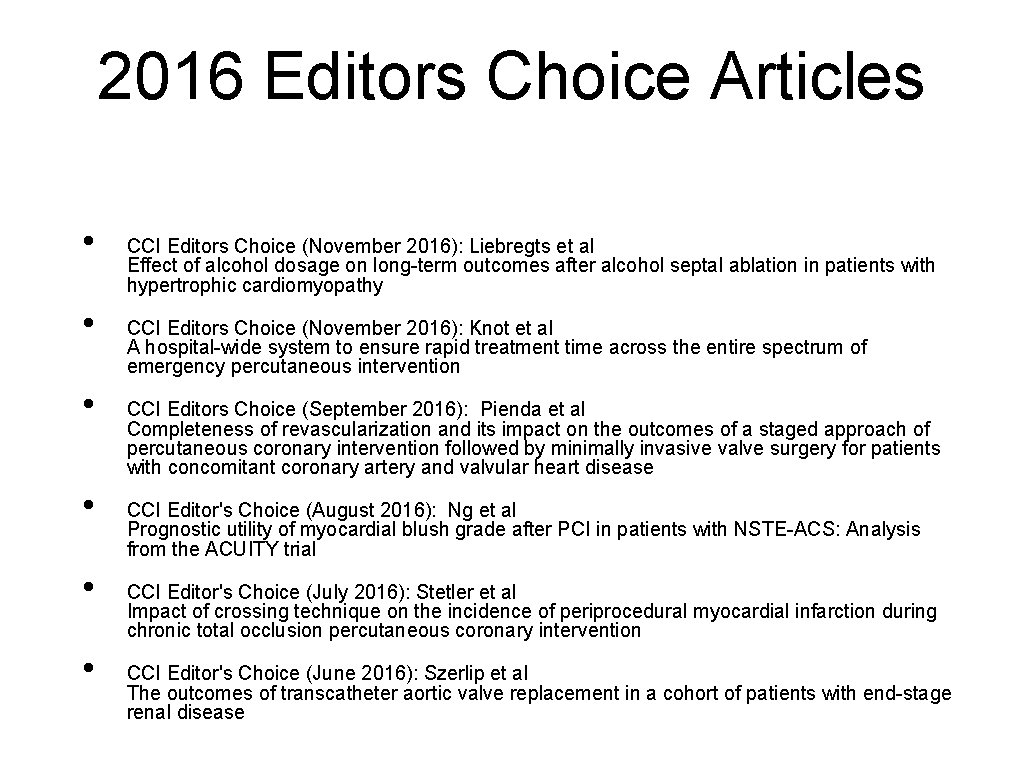 2016 Editors Choice Articles • • • CCI Editors Choice (November 2016): Liebregts et