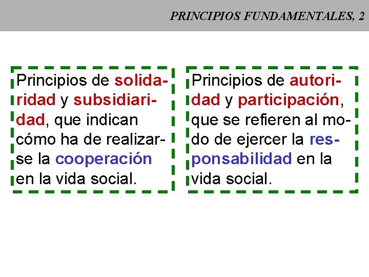 PRINCIPIOS FUNDAMENTALES, 2 Principios de solidaridad y subsidiaridad, que indican cómo ha de realizarse