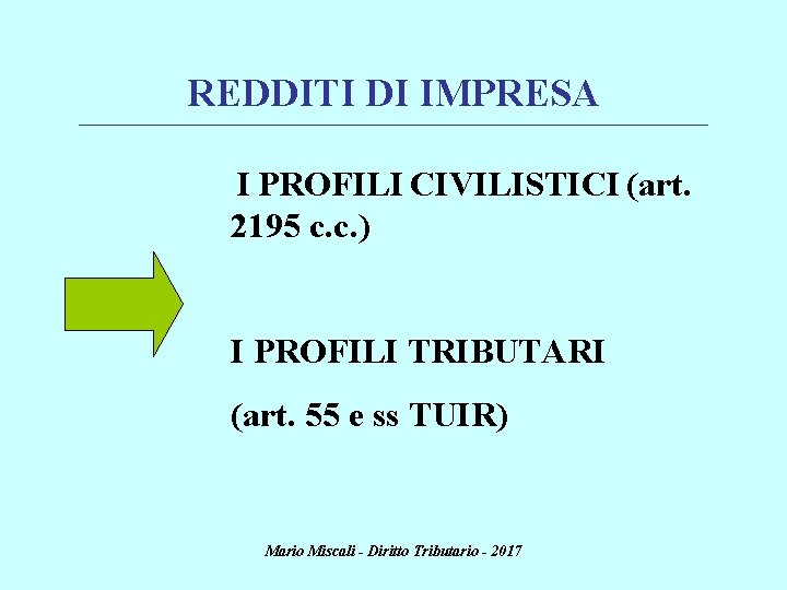 REDDITI DI IMPRESA ________________________________________________________________________ I PROFILI CIVILISTICI (art. 2195 c. c. ) I PROFILI