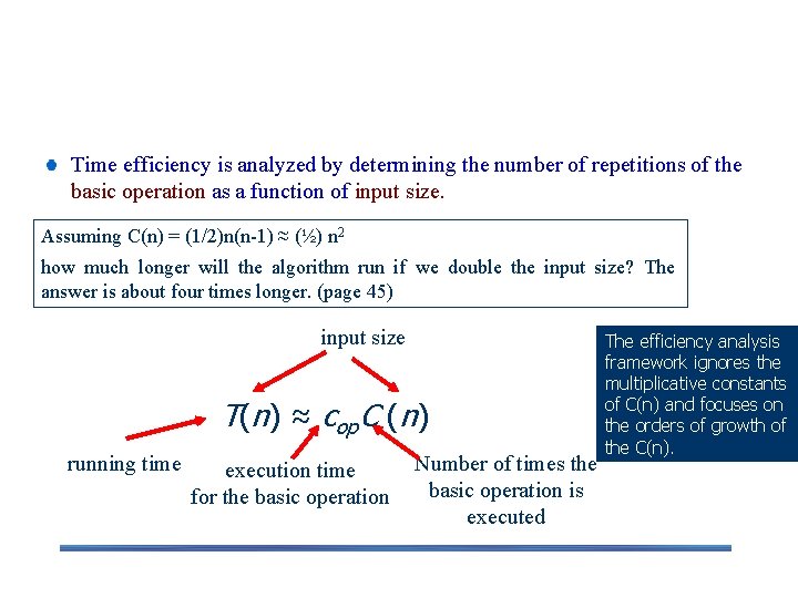 Theoretical Analysis of Time Efficiency Time efficiency is analyzed by determining the number of