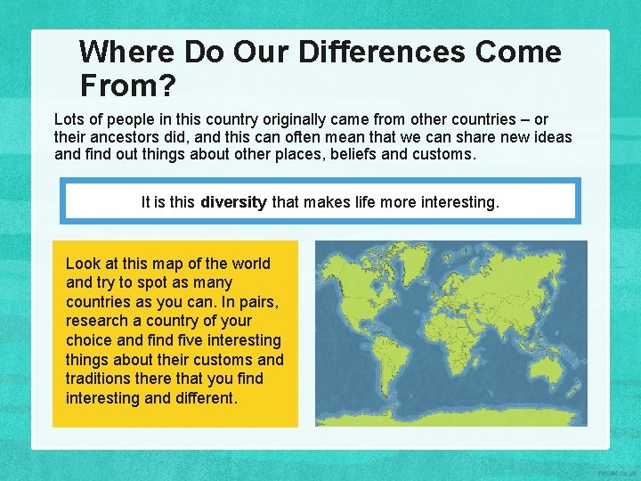 Where Do Our Differences Come From? Lots of people in this country originally came