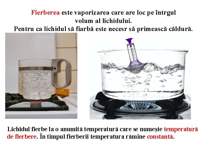 Fierberea este vaporizarea care loc pe întrgul volum al lichidului. Pentru ca lichidul să