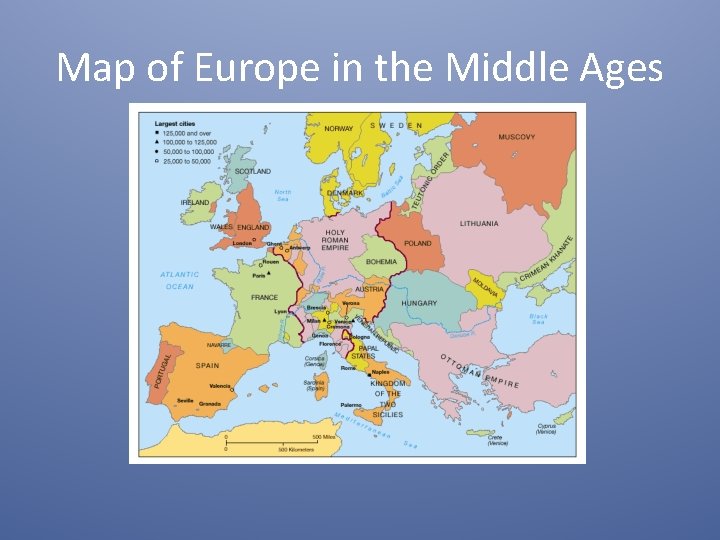 Map of Europe in the Middle Ages 