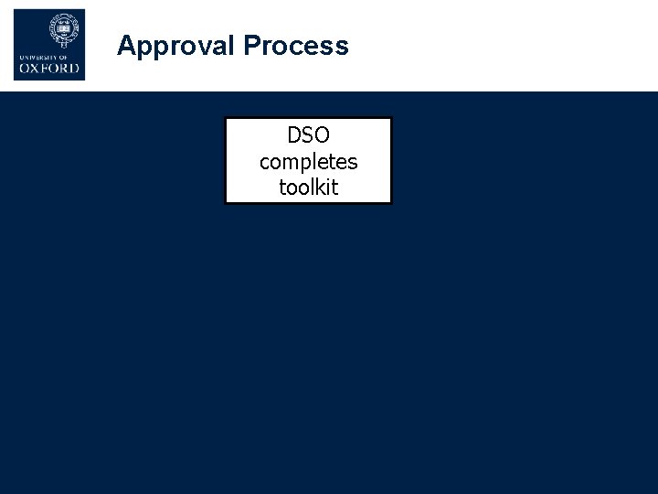 Approval Process DSO completes toolkit Approval Process DSO completes toolkit