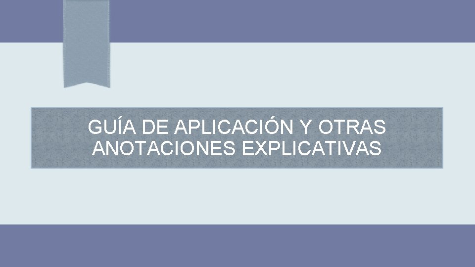 GUÍA DE APLICACIÓN Y OTRAS ANOTACIONES EXPLICATIVAS 