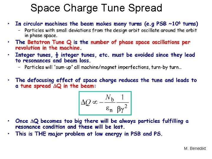 Space Charge Tune Spread M. Benedikt 