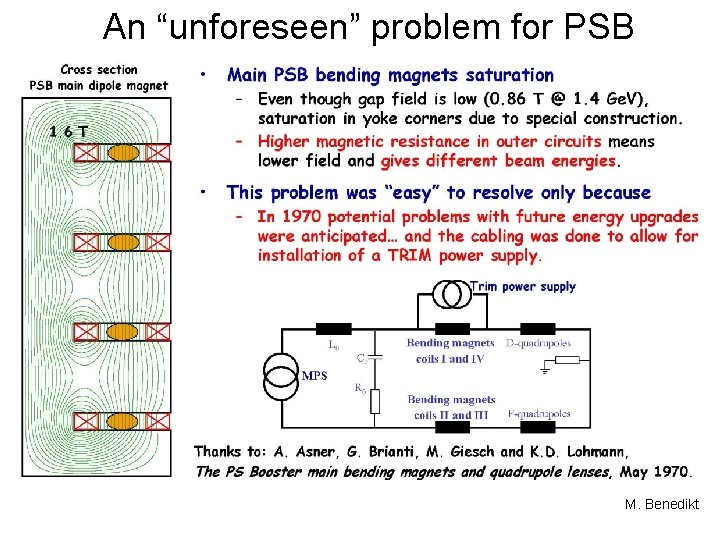 An “unforeseen” problem for PSB M. Benedikt 