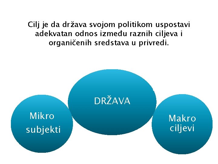 Cilj je da država svojom politikom uspostavi adekvatan odnos između raznih ciljeva i organičenih