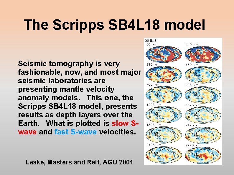 The Scripps SB 4 L 18 model Seismic tomography is very fashionable, now, and The Scripps SB 4 L 18 model Seismic tomography is very fashionable, now, and