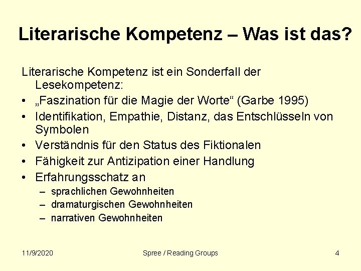 Literarische Kompetenz – Was ist das? Literarische Kompetenz ist ein Sonderfall der Lesekompetenz: •