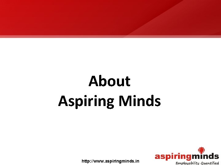 About Aspiring Minds http: //www. aspiringminds. in 