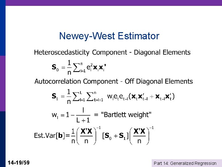 Newey-West Estimator 14 -19/59 Part 14: Generalized Regression 