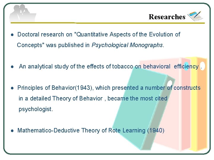 Researches ● Doctoral research on "Quantitative Aspects of the Evolution of Concepts" was published