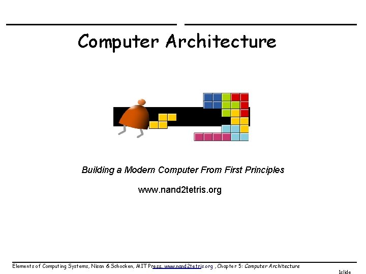 Computer Architecture Building a Modern Computer From First Principles www. nand 2 tetris. org