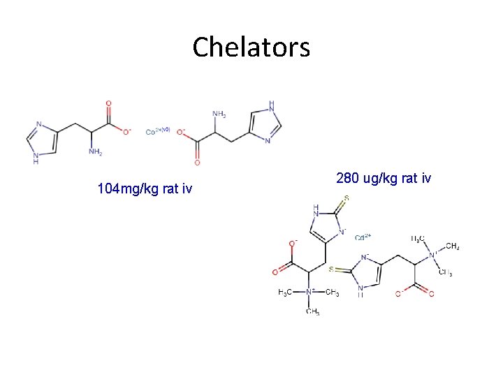 Chelators 104 mg/kg rat iv 280 ug/kg rat iv 