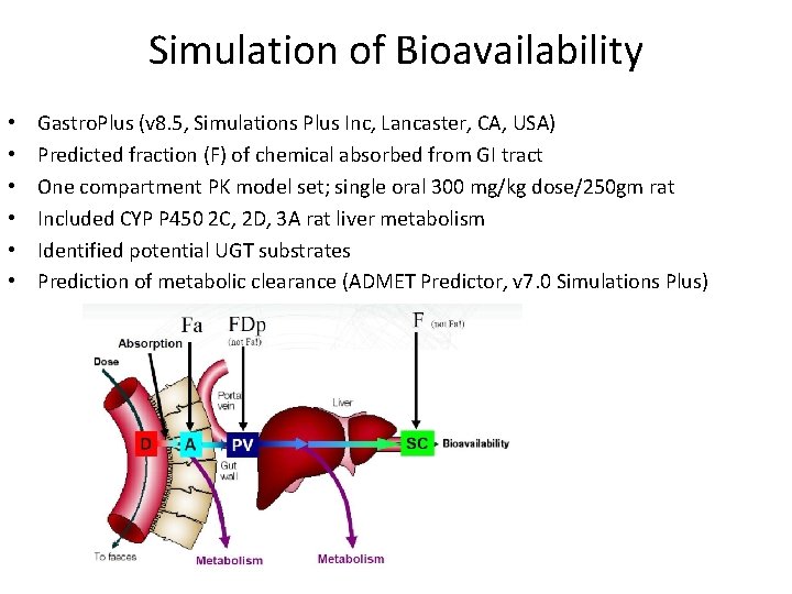 Simulation of Bioavailability • • • Gastro. Plus (v 8. 5, Simulations Plus Inc,