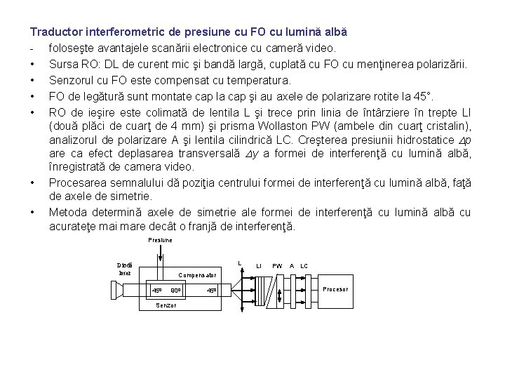 Traductor interferometric de presiune cu FO cu lumină albă - foloseşte avantajele scanării electronice