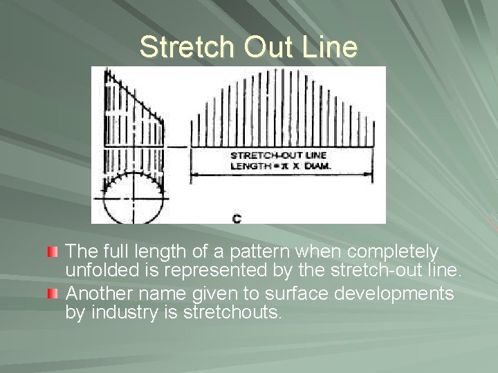 Stretch Out Line The full length of a pattern when completely unfolded is represented