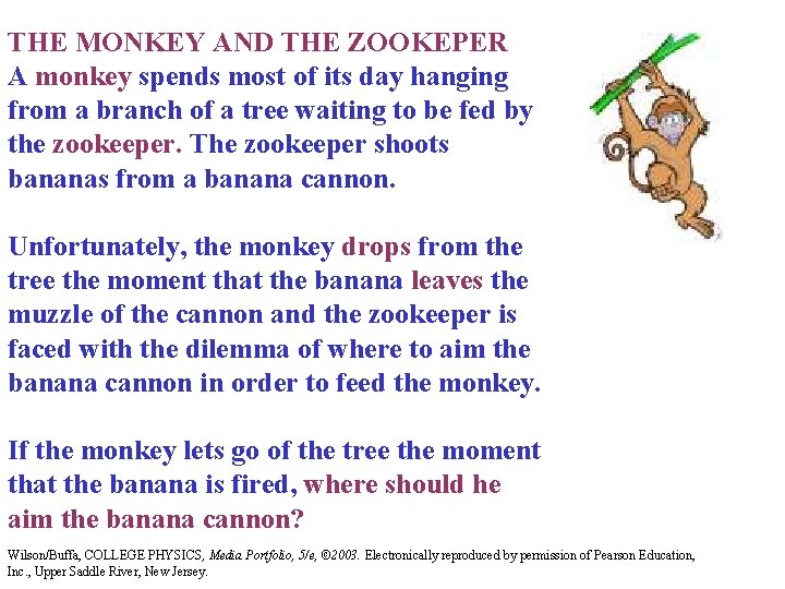 THE MONKEY AND THE ZOOKEPER A monkey spends most of its day hanging from