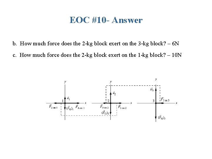 EOC #10 - Answer b. How much force does the 2 -kg block exert EOC #10 - Answer b. How much force does the 2 -kg block exert