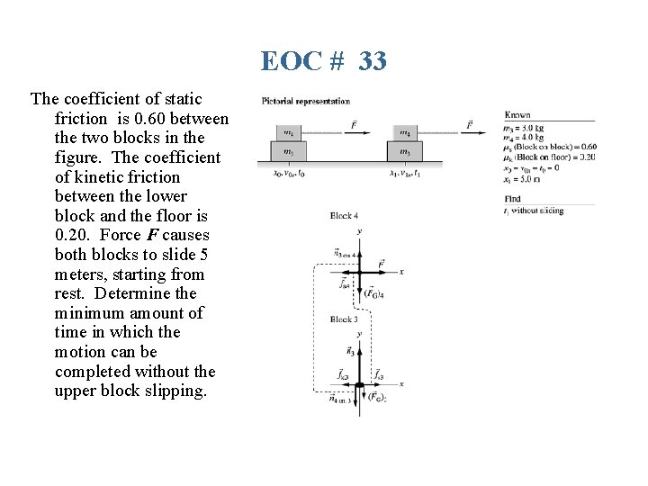 EOC # 33 The coefficient of static friction is 0. 60 between the two EOC # 33 The coefficient of static friction is 0. 60 between the two