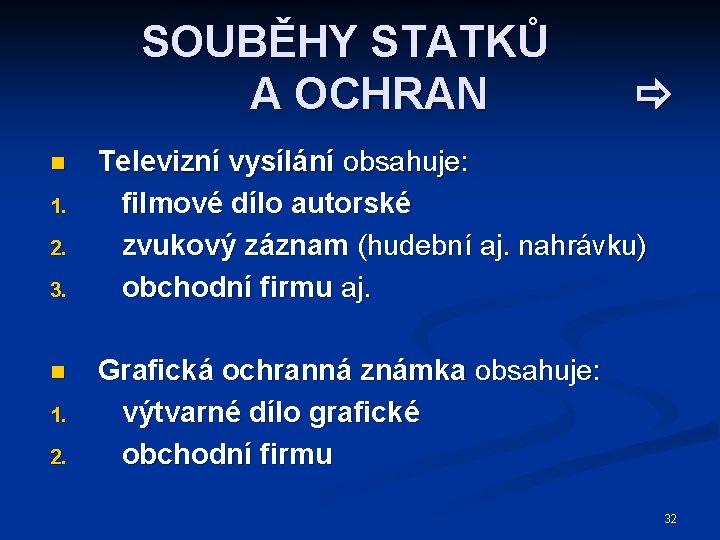 SOUBĚHY STATKŮ A OCHRAN n 1. 2. 3. n 1. 2. Televizní vysílání obsahuje: