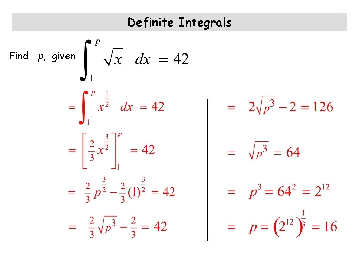 Definite Integrals Find p, given 