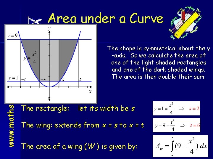Area under a Curve www. mathsrevision. com Higher The shape is symmetrical about the