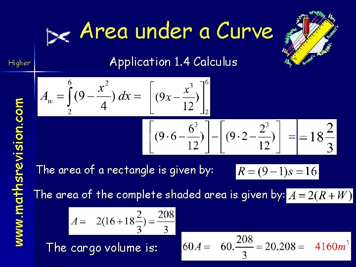 Area under a Curve www. mathsrevision. com Higher Application 1. 4 Calculus The area