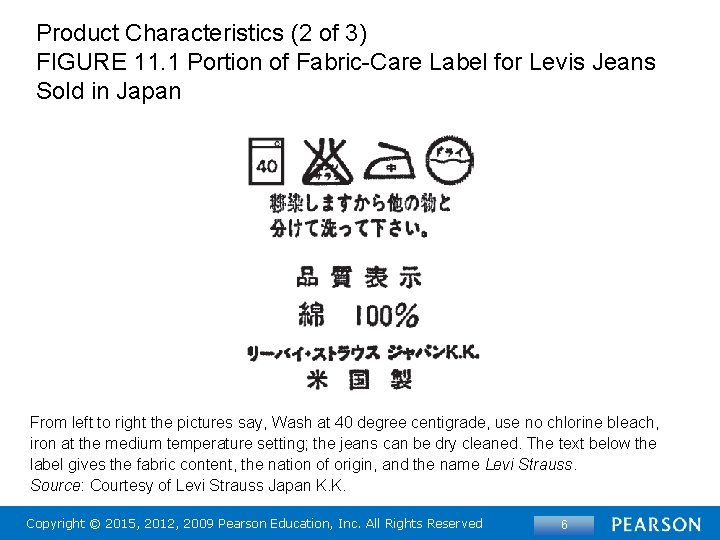 Product Characteristics (2 of 3) FIGURE 11. 1 Portion of Fabric-Care Label for Levis