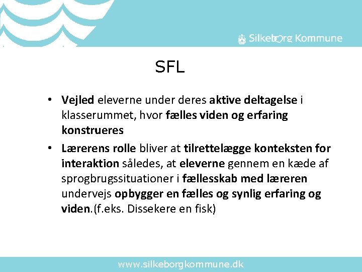  SFL • Vejled eleverne under deres aktive deltagelse i klasserummet, hvor fælles viden