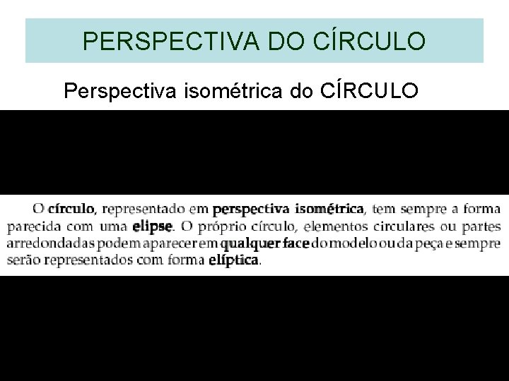 PERSPECTIVA DO CÍRCULO Perspectiva isométrica do CÍRCULO PERSPECTIVA DO CÍRCULO Perspectiva isométrica do CÍRCULO