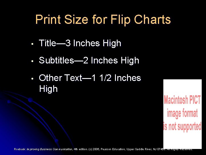 Print Size for Flip Charts • Title— 3 Inches High • Subtitles— 2 Inches