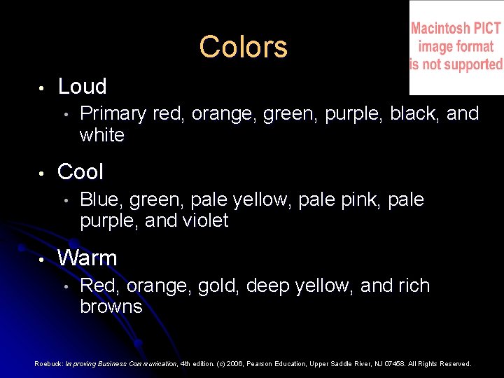 Colors • Loud • • Cool • • Primary red, orange, green, purple, black,