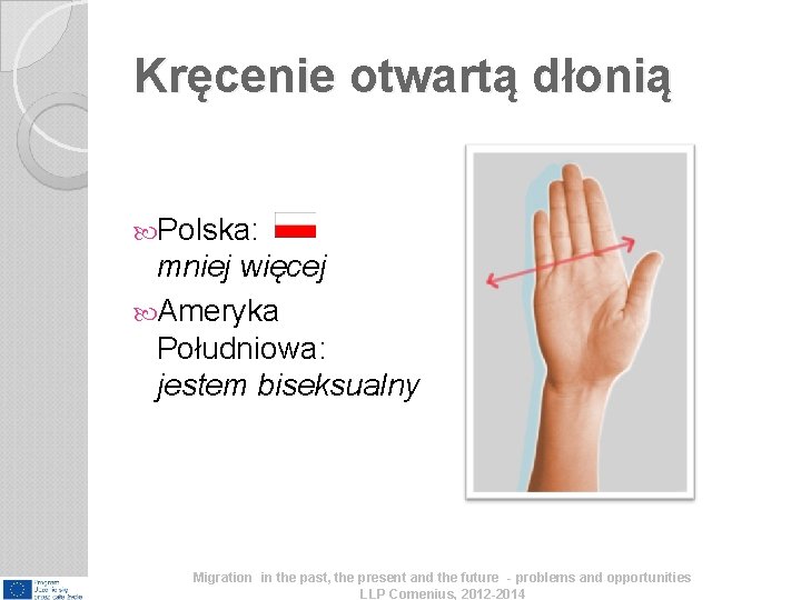 Kręcenie otwartą dłonią Polska: mniej więcej Ameryka Południowa: jestem biseksualny Migration in the past, Kręcenie otwartą dłonią Polska: mniej więcej Ameryka Południowa: jestem biseksualny Migration in the past,