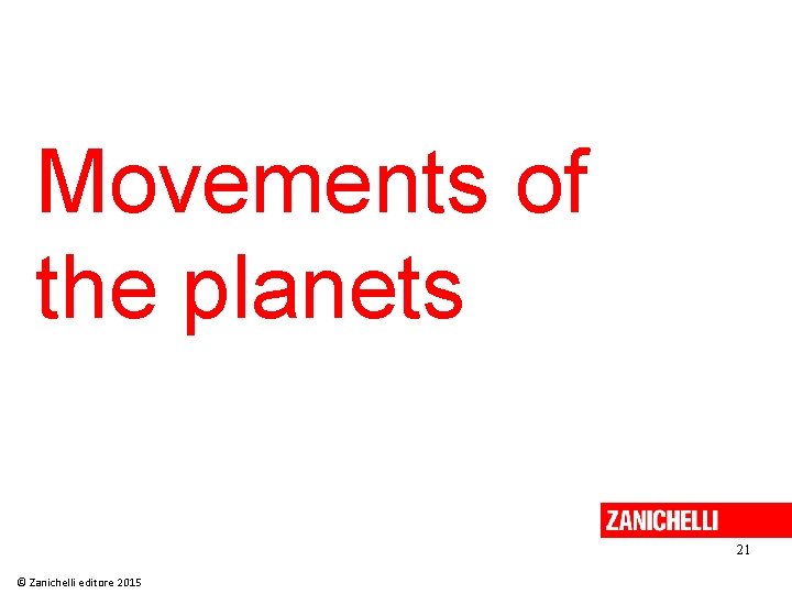 Movements of the planets 21 © Zanichelli editore 2015 