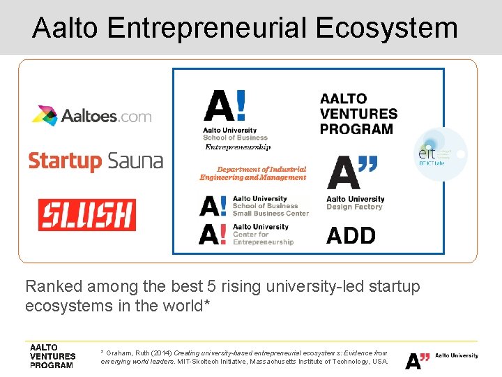 Aalto Entrepreneurial Ecosystem Ranked among the best 5 rising university-led startup ecosystems in the Aalto Entrepreneurial Ecosystem Ranked among the best 5 rising university-led startup ecosystems in the