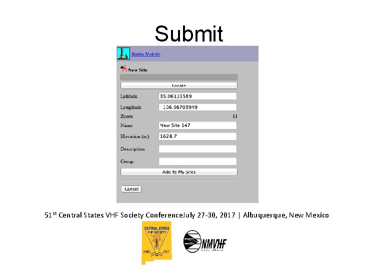 Submit 51 st Central States VHF Society Conference. July 27 -30, 2017 | Albuquerque,