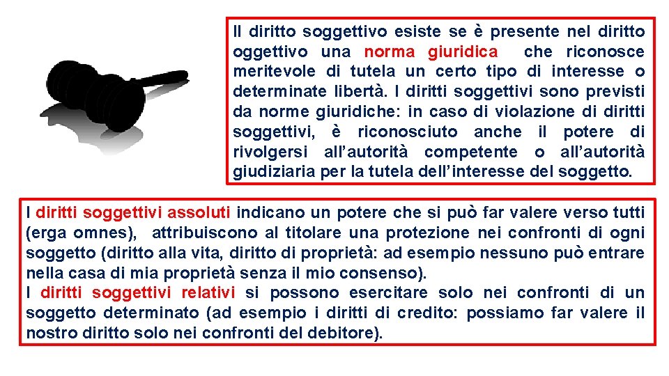 Il diritto soggettivo esiste se è presente nel diritto oggettivo una norma giuridica che