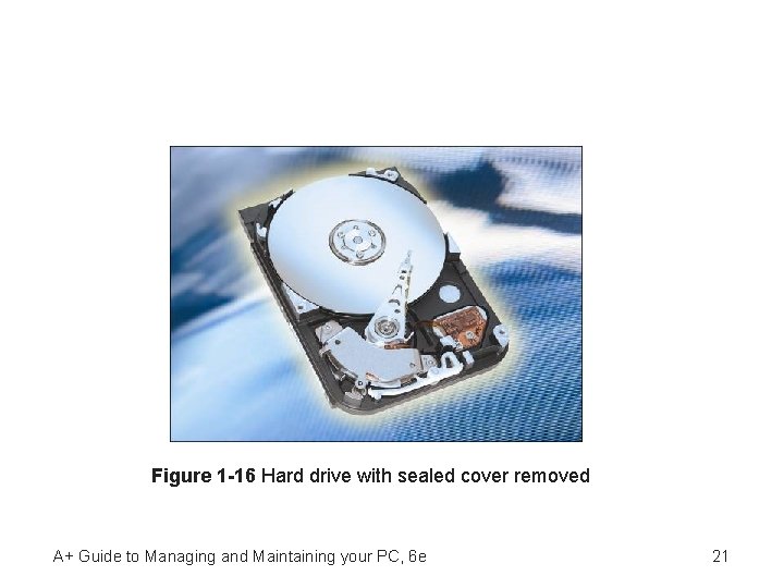 Figure 1 -16 Hard drive with sealed cover removed A+ Guide to Managing and