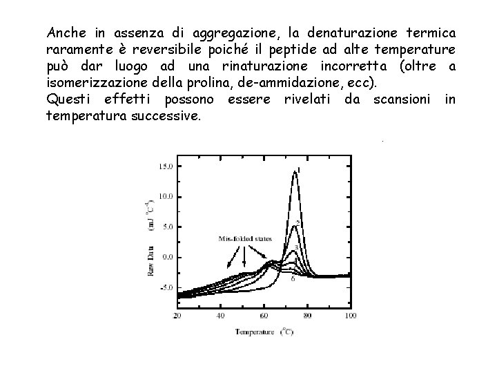 Anche in assenza di aggregazione, la denaturazione termica raramente è reversibile poiché il peptide