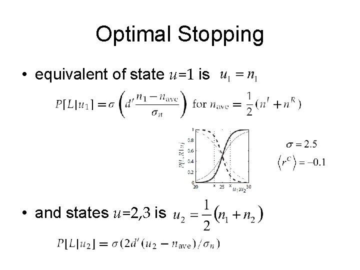 Optimal Stopping • equivalent of state u=1 is • and states u=2, 3 is